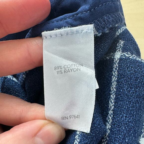 J.JILL Windowpane Plaid Wide Leg Cropped Trousers Midnight Blue White Size 8 - Picture 7 of 9